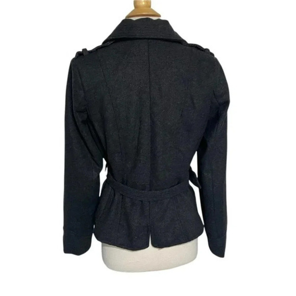 Outer Edge M charcoal gray wool blend belted pea coat - Picture 9 of 11